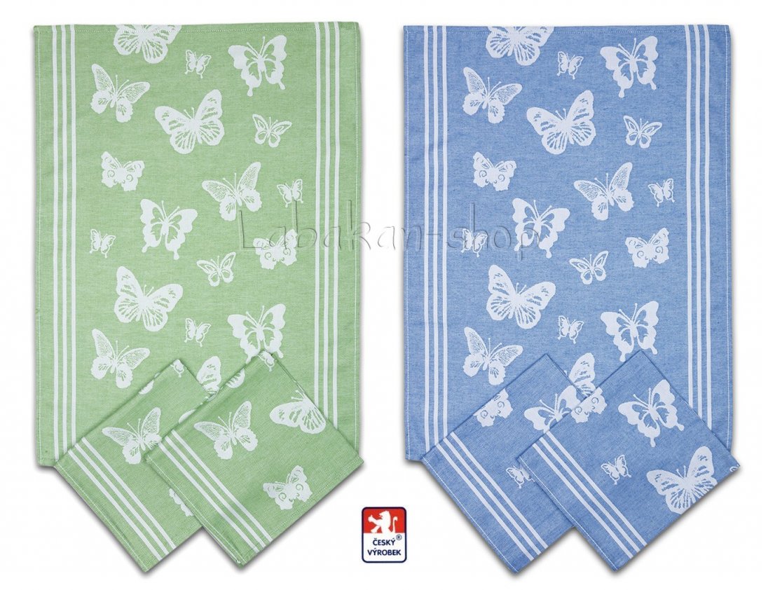 Utěrky motýlci z egyptské bavlny