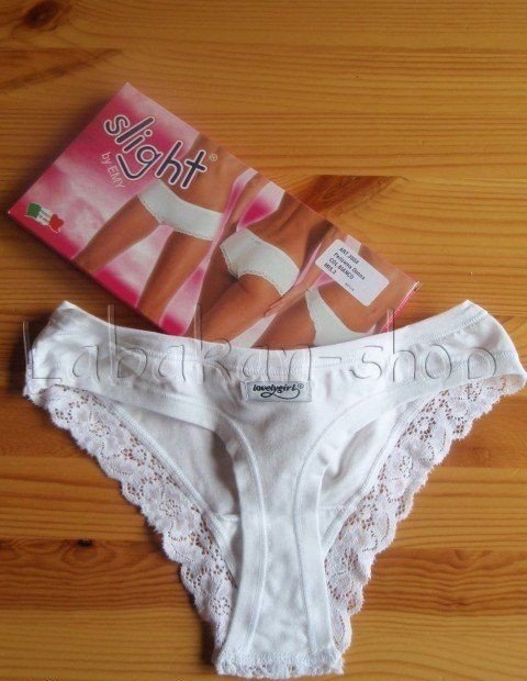 Kalhotky tanga s krajkou LOVELYGIRL 3884-bílá, černá